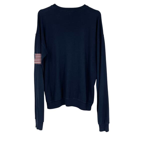 Brandy Melville Newport Navy Blue Crewneck Sweatshirt USA Flag One Size - Picture 2 of 5
